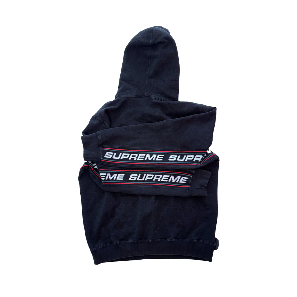 Supreme Text Rib Black Hoodie (M)