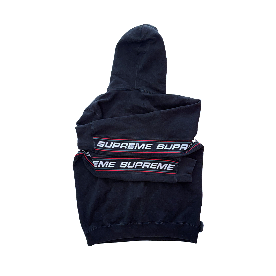 Supreme Text Rib Black Hoodie (M)