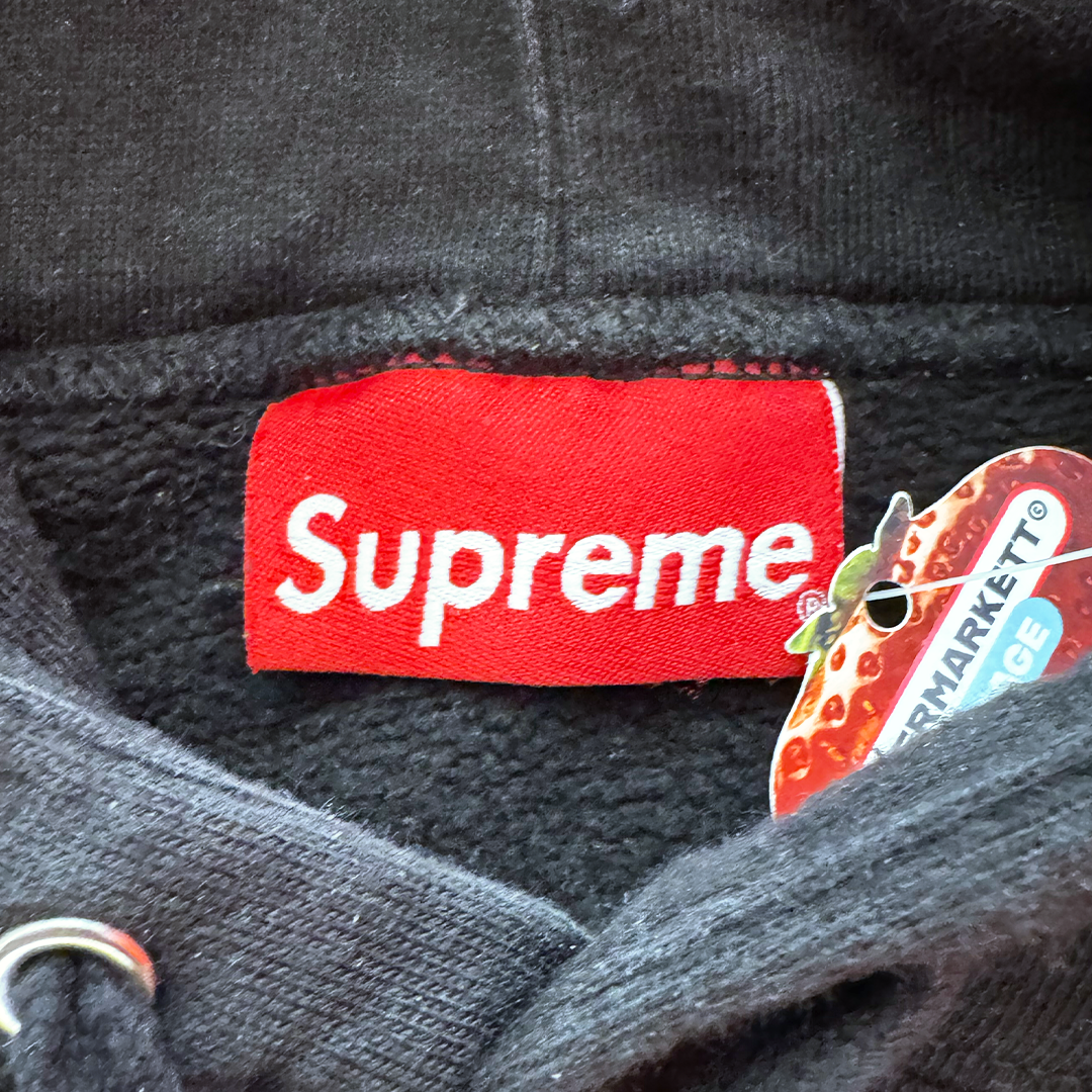 Supreme Text Rib Black Hoodie (M)