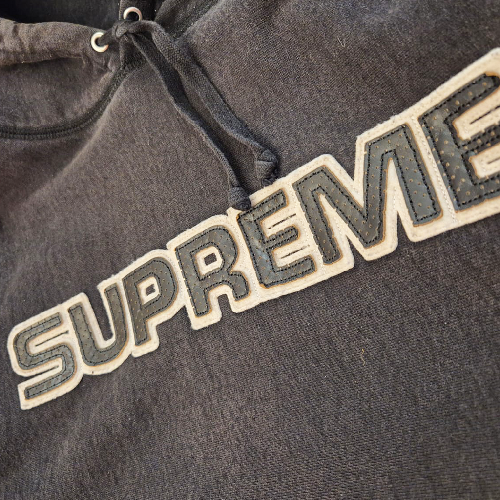 Supreme Perforated Leather Black Hoodie (L)