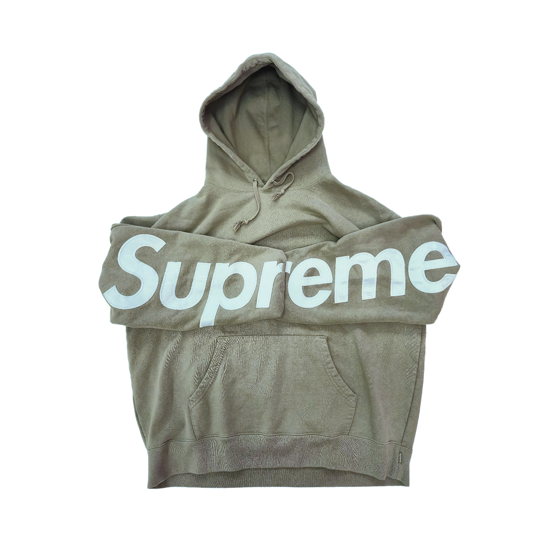 Supreme Cropped Panels Light Brown Hooded Sweatshirt (L)
