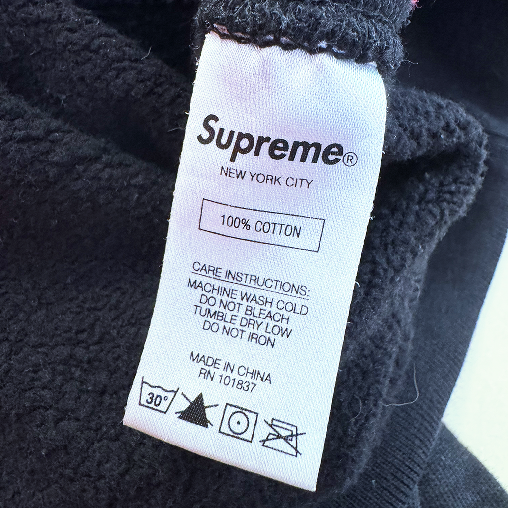 Supreme Text Rib Black Hoodie (M)