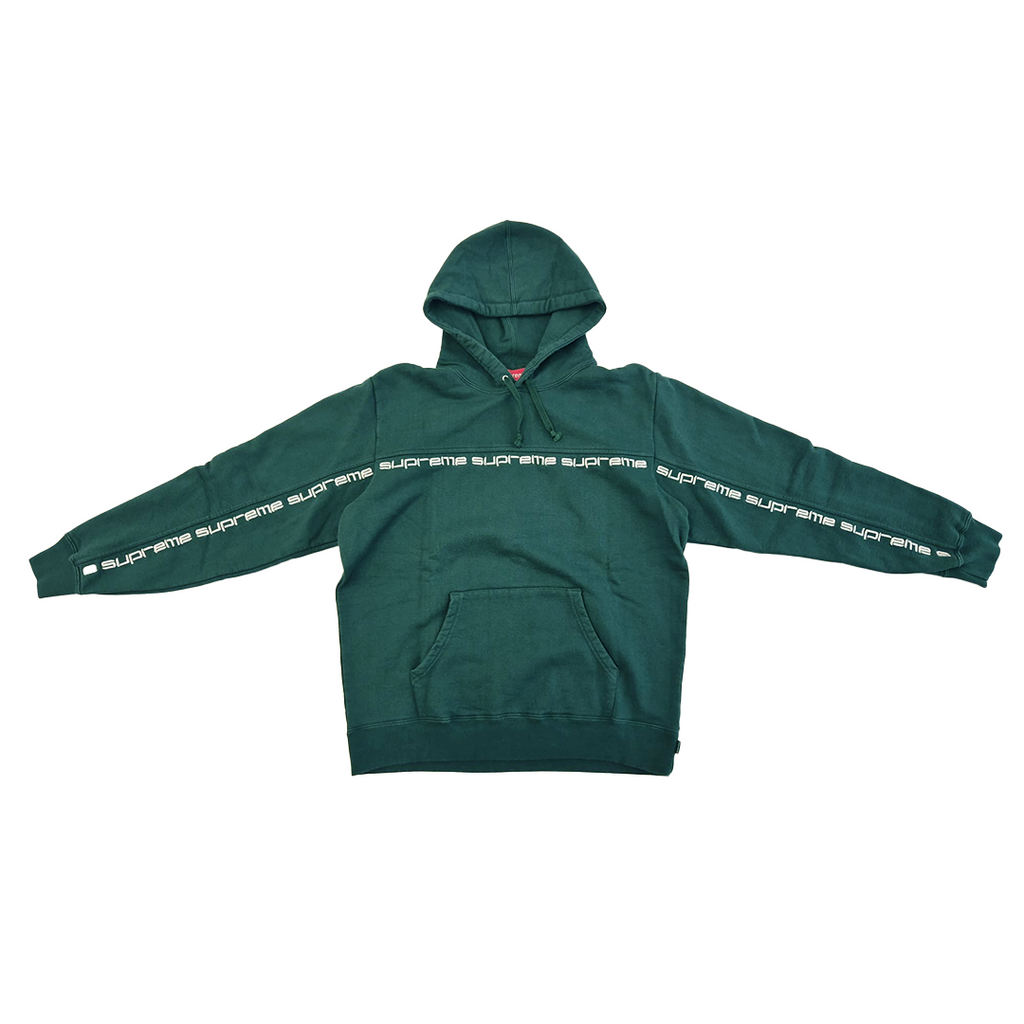 Supreme Text Stripe Green Hoodie (M)
