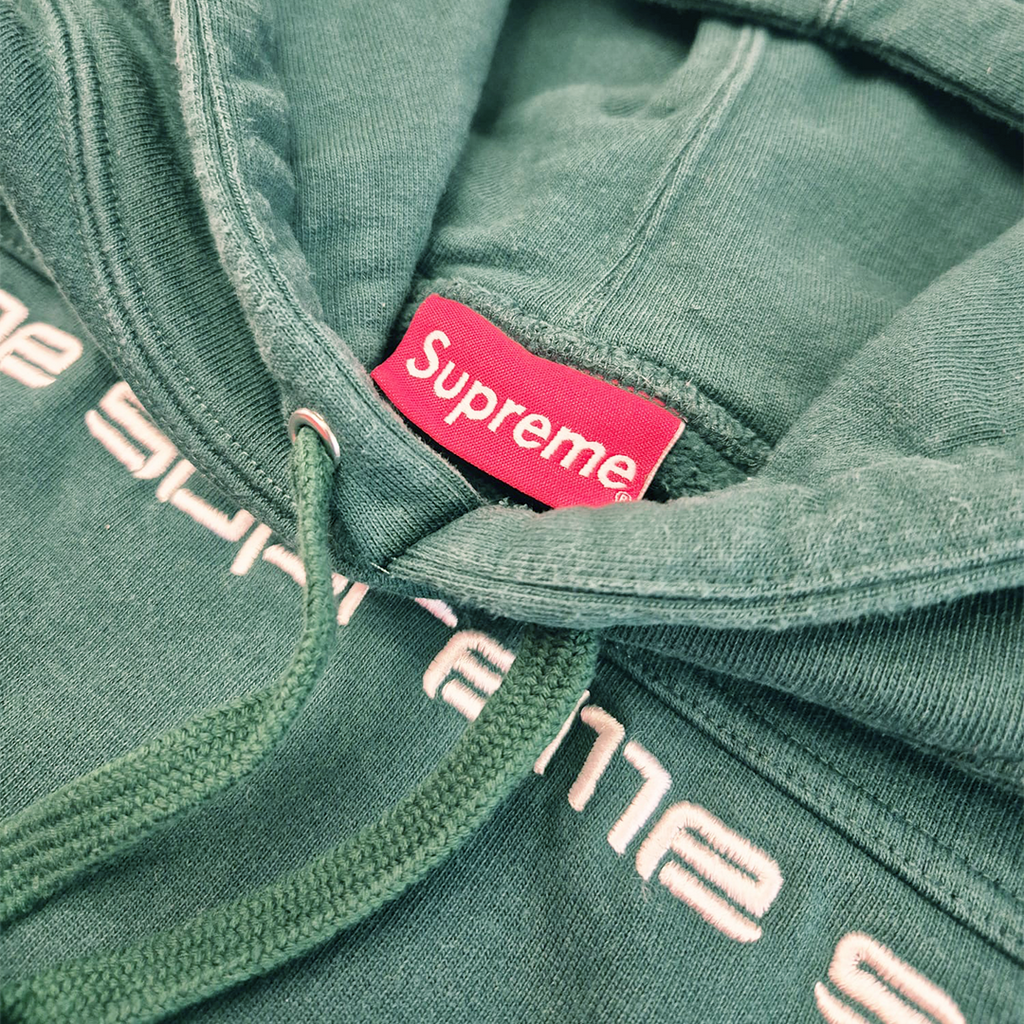 Supreme Text Stripe Green Hoodie (M)