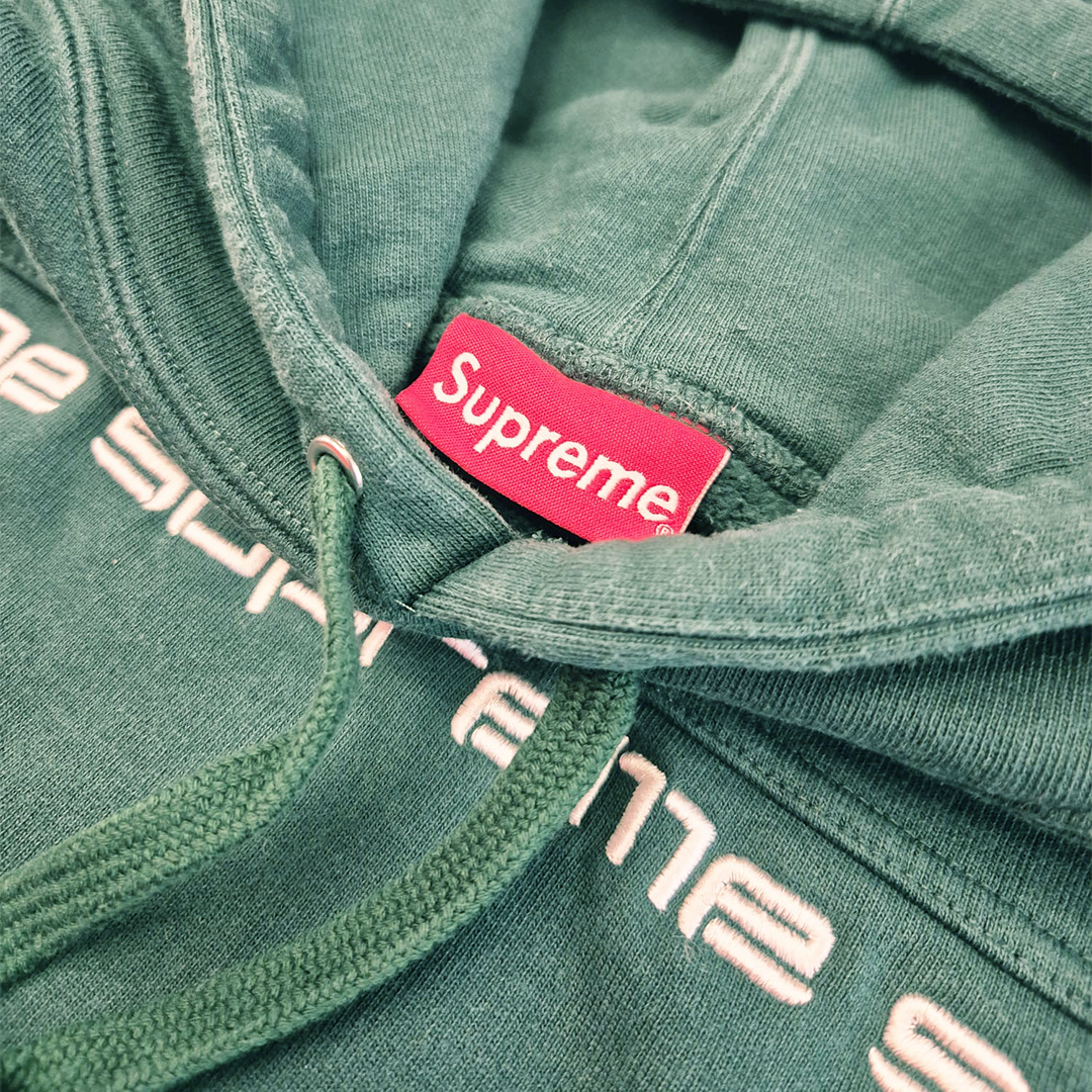 Supreme Text Stripe Green Hoodie (M)