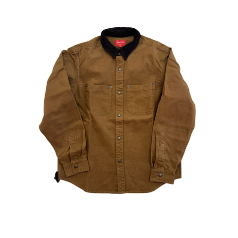 Supreme Script Canvas Snap Shirt Brown (M)