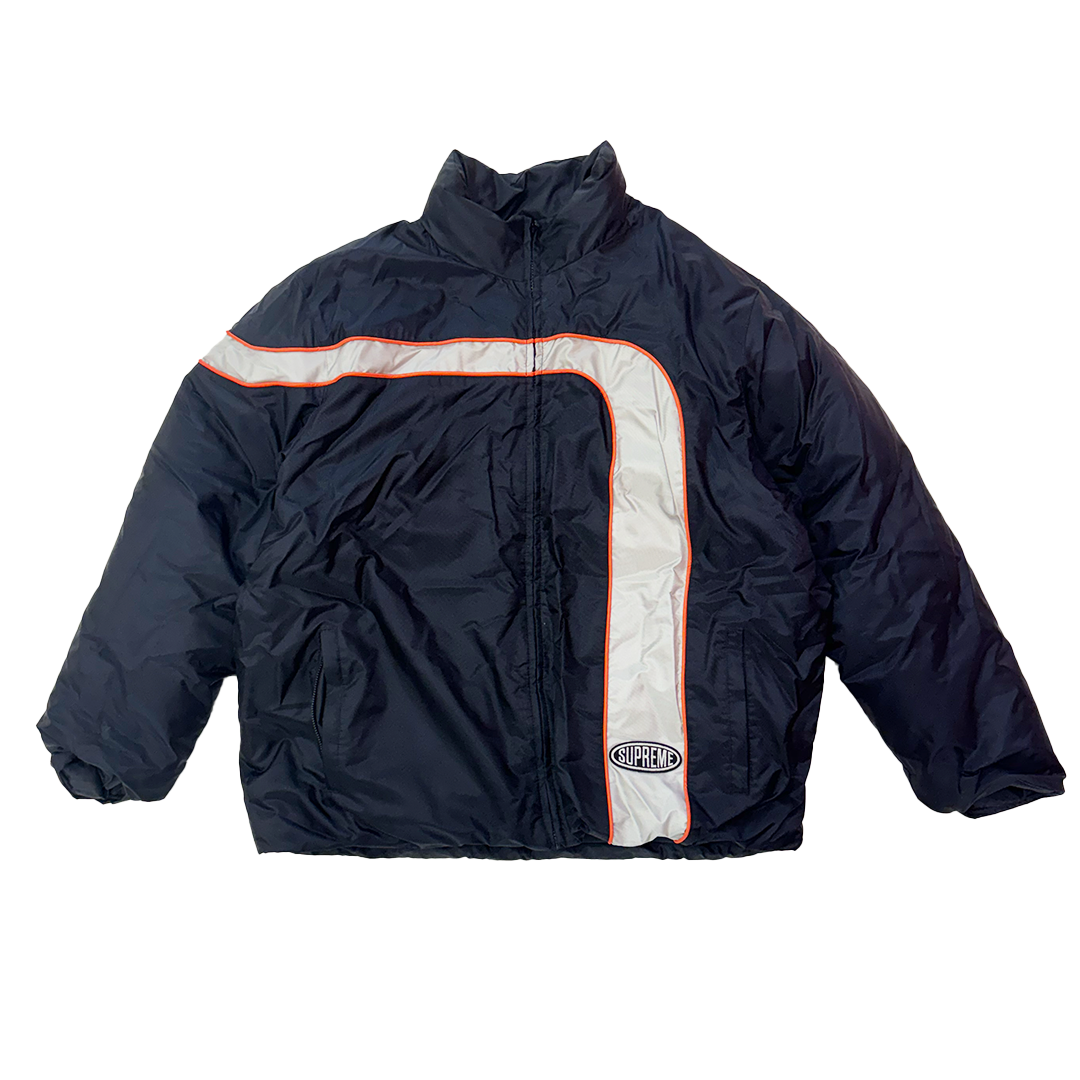 Supreme Stripe Puffer Jacket Black (XL)