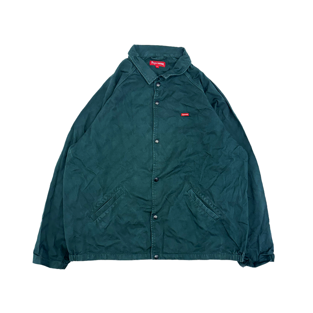 Supreme Snap Front Jacquard Logo Twill Green Jacket (XL)
