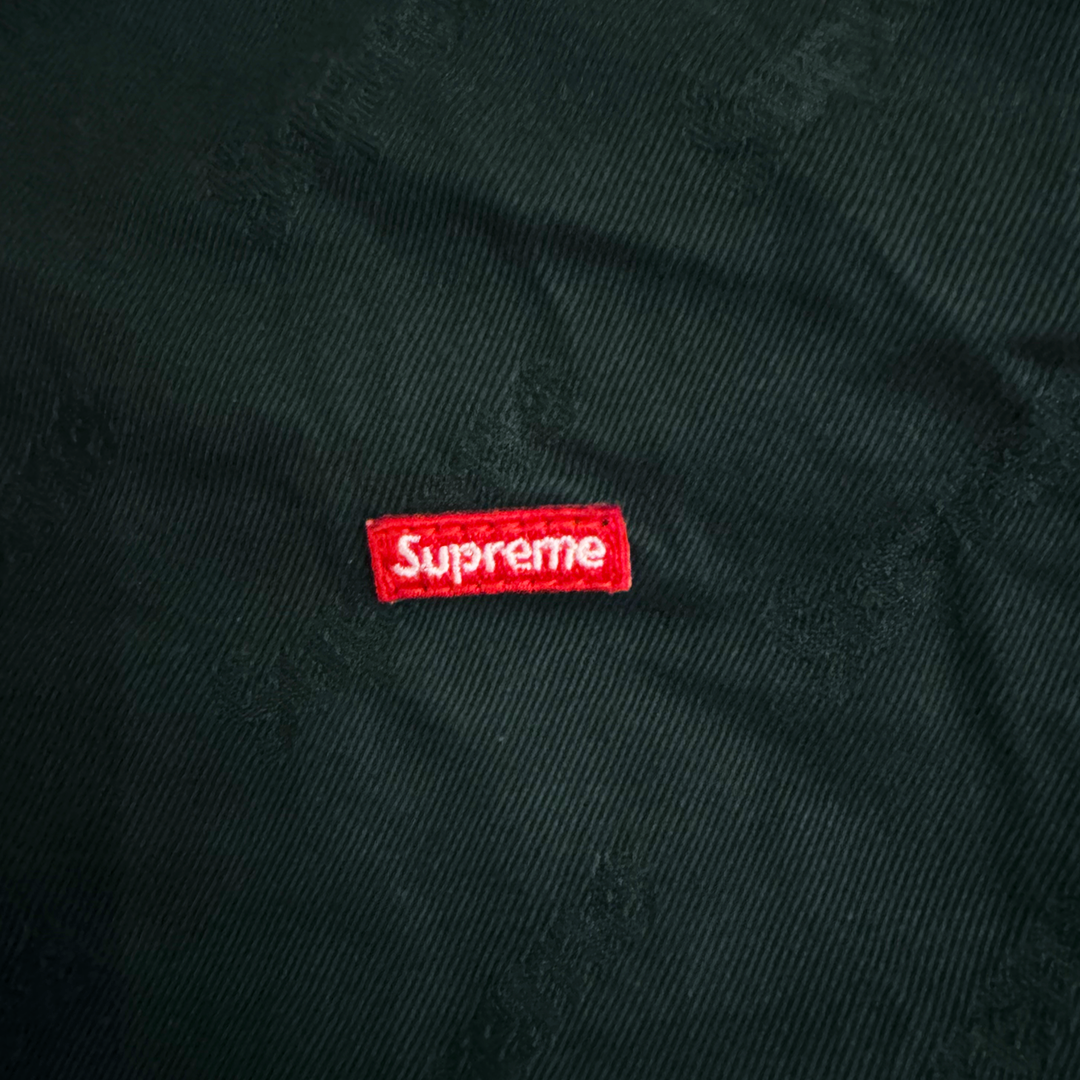 Supreme Snap Front Jacquard Logo Twill Green Jacket (XL)