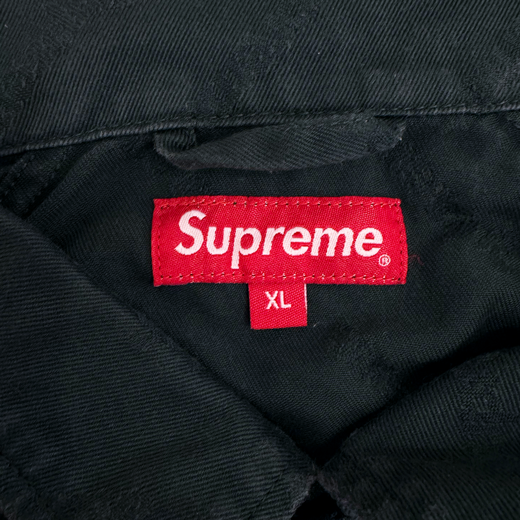 Supreme Snap Front Jacquard Logo Twill Green Jacket (XL)