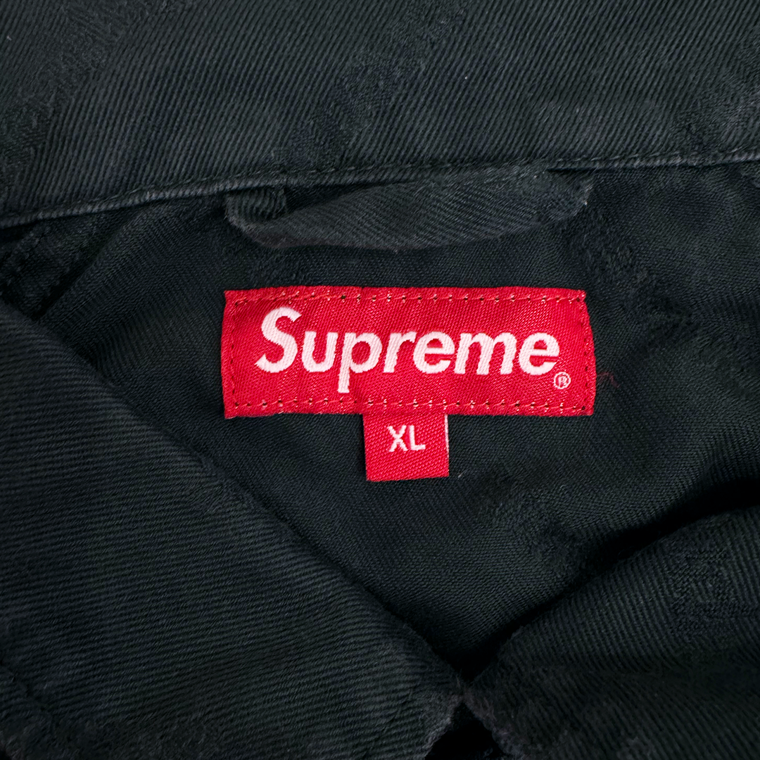 Supreme Snap Front Jacquard Logo Twill Green Jacket (XL)