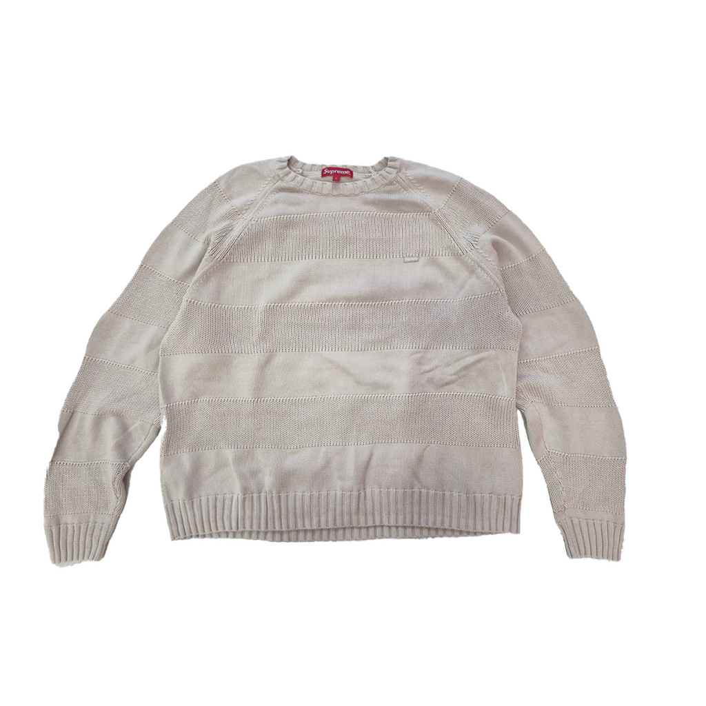 Supreme Small Box Stripe Beige Knit Sweater (L)