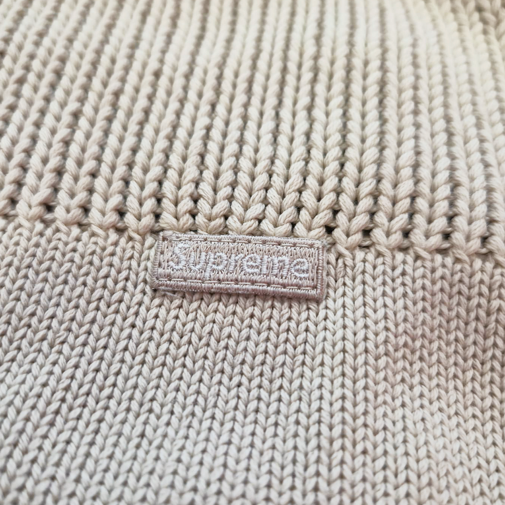 Supreme Small Box Stripe Beige Knit Sweater (L)