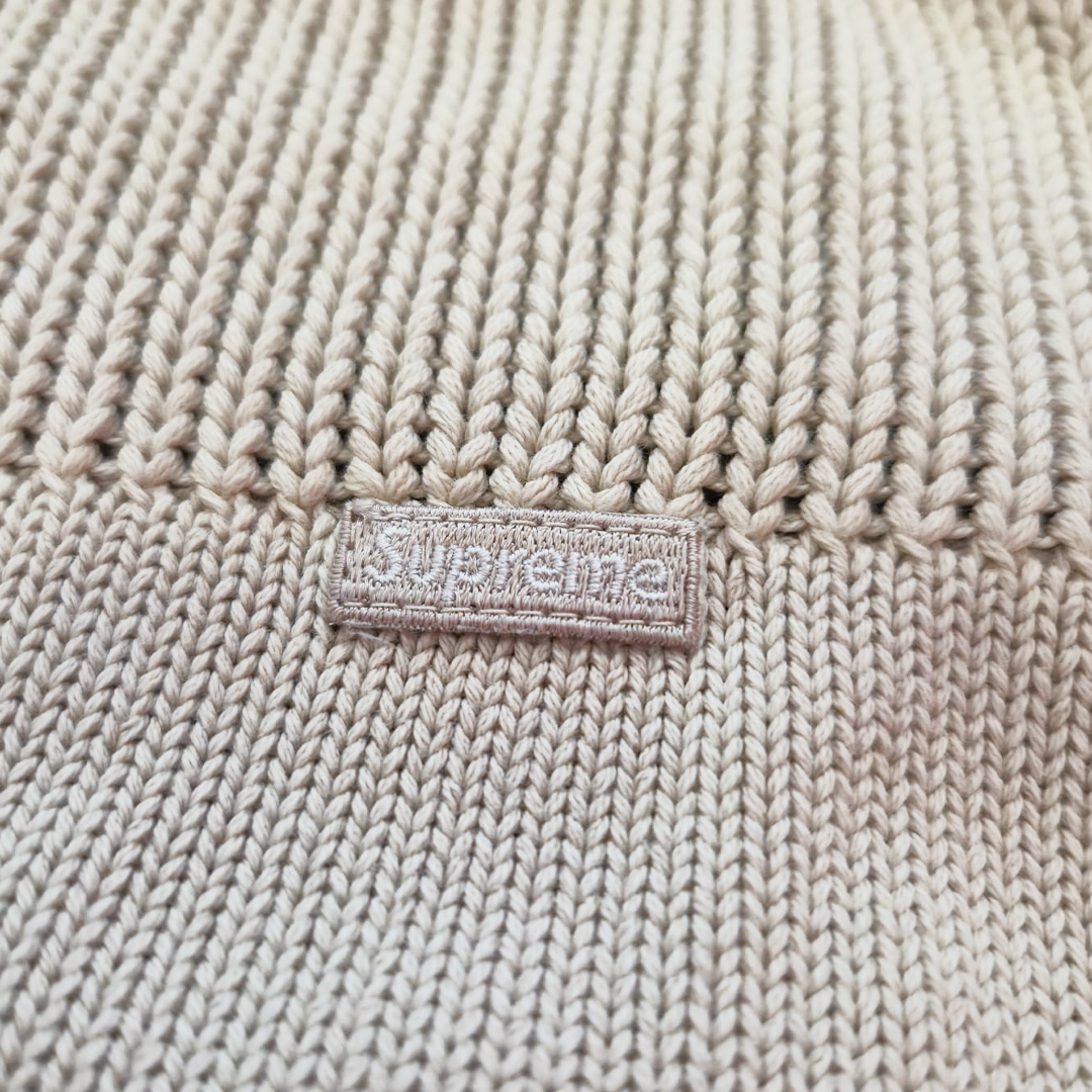 Supreme Small Box Stripe Beige Knit Sweater (L)
