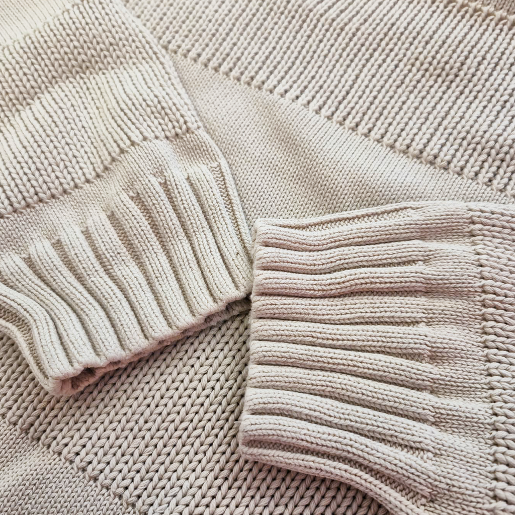 Supreme Small Box Stripe Beige Knit Sweater (L)