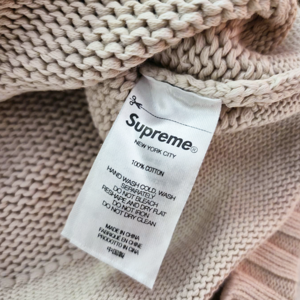 Supreme Small Box Stripe Beige Knit Sweater (L)