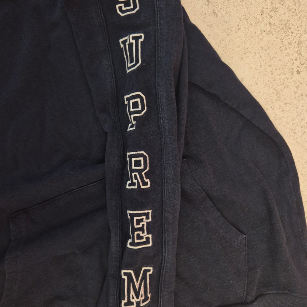 Supreme Navy Hooded Sleeve Stripe Top (M)