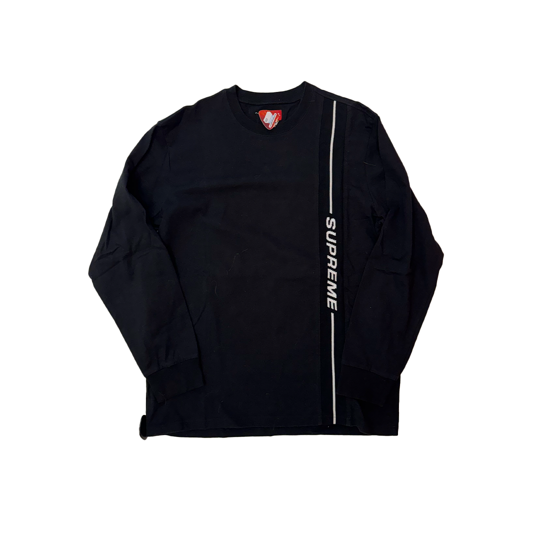 Supreme Vertical Logo Stripe Black L/S Tee (L)