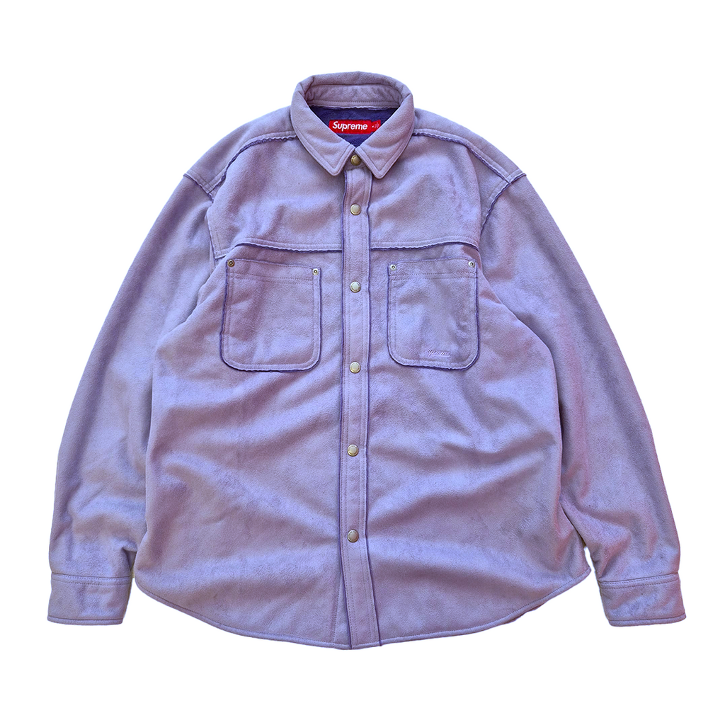 Supreme Faux Suede Fleece Long Sleeve Lilas Shirt (M)