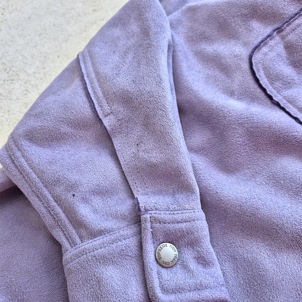 Supreme Faux Suede Fleece Long Sleeve Lilas Shirt (M)