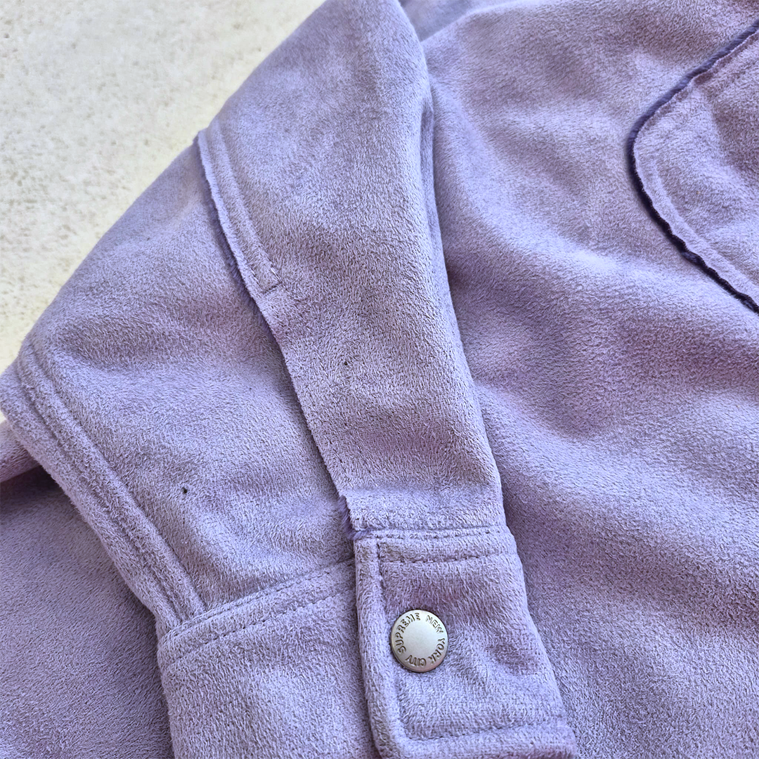 Supreme Faux Suede Fleece Long Sleeve Lilas Shirt (M)