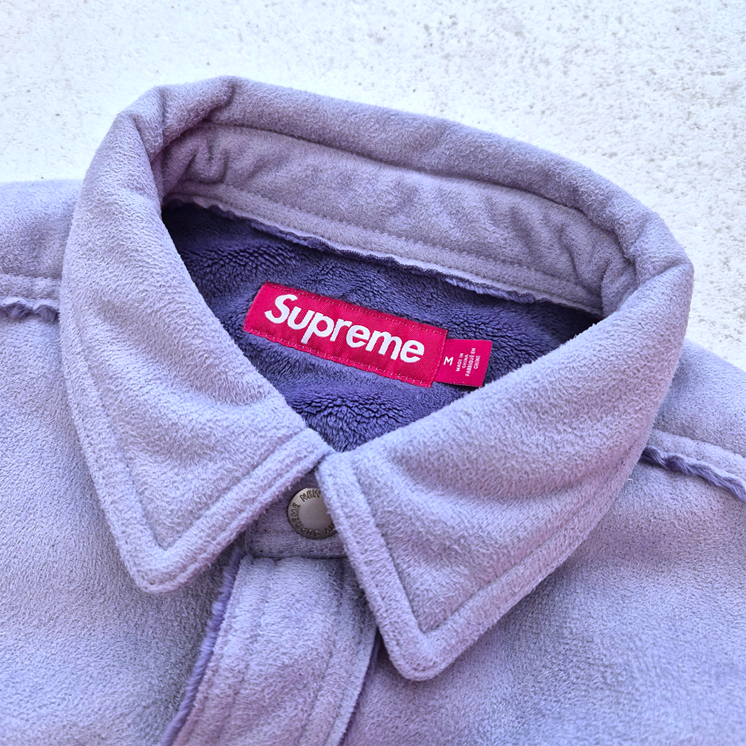 Supreme Faux Suede Fleece Long Sleeve Lilas Shirt (M)