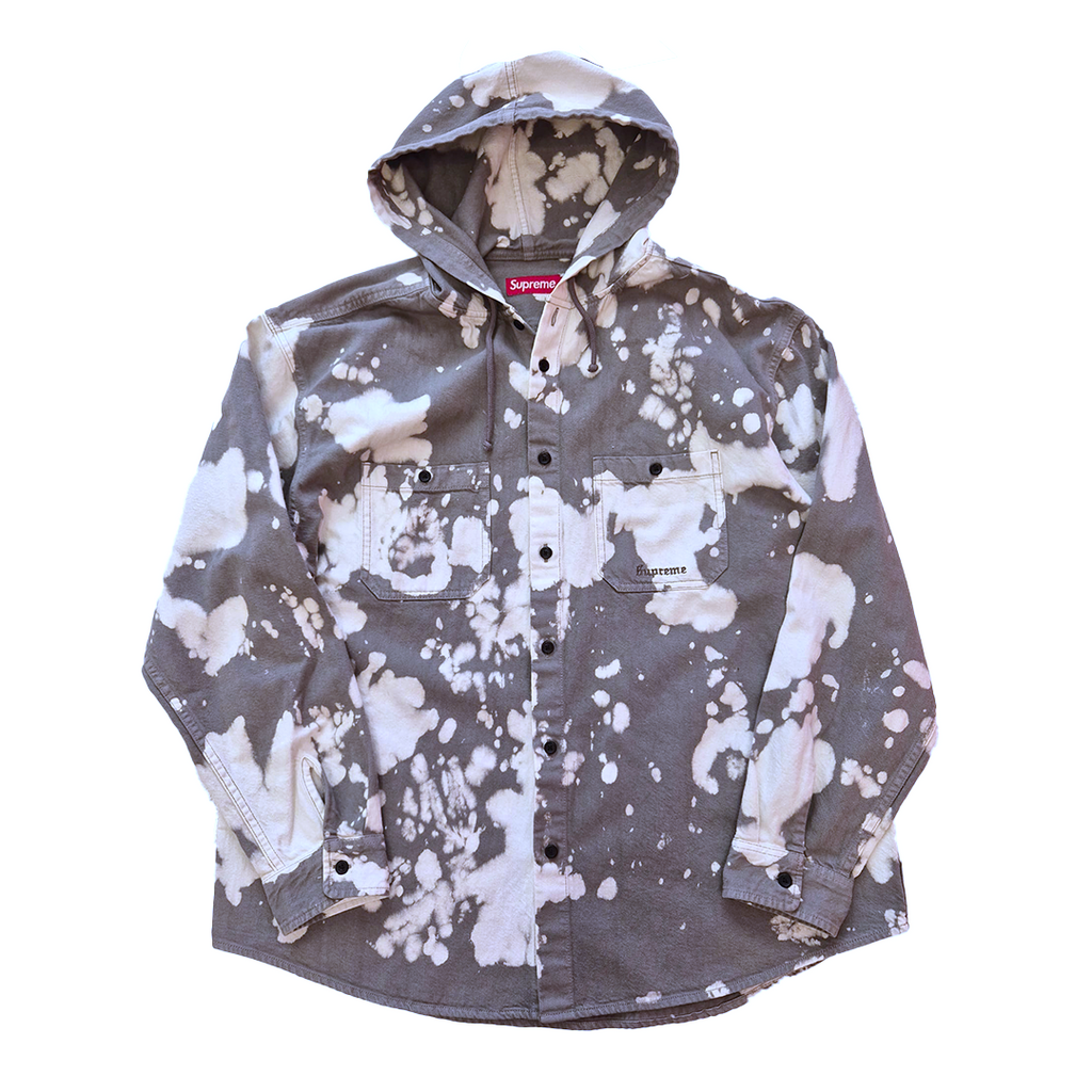 Supreme Hooded Bleached Denim Shirt (L)