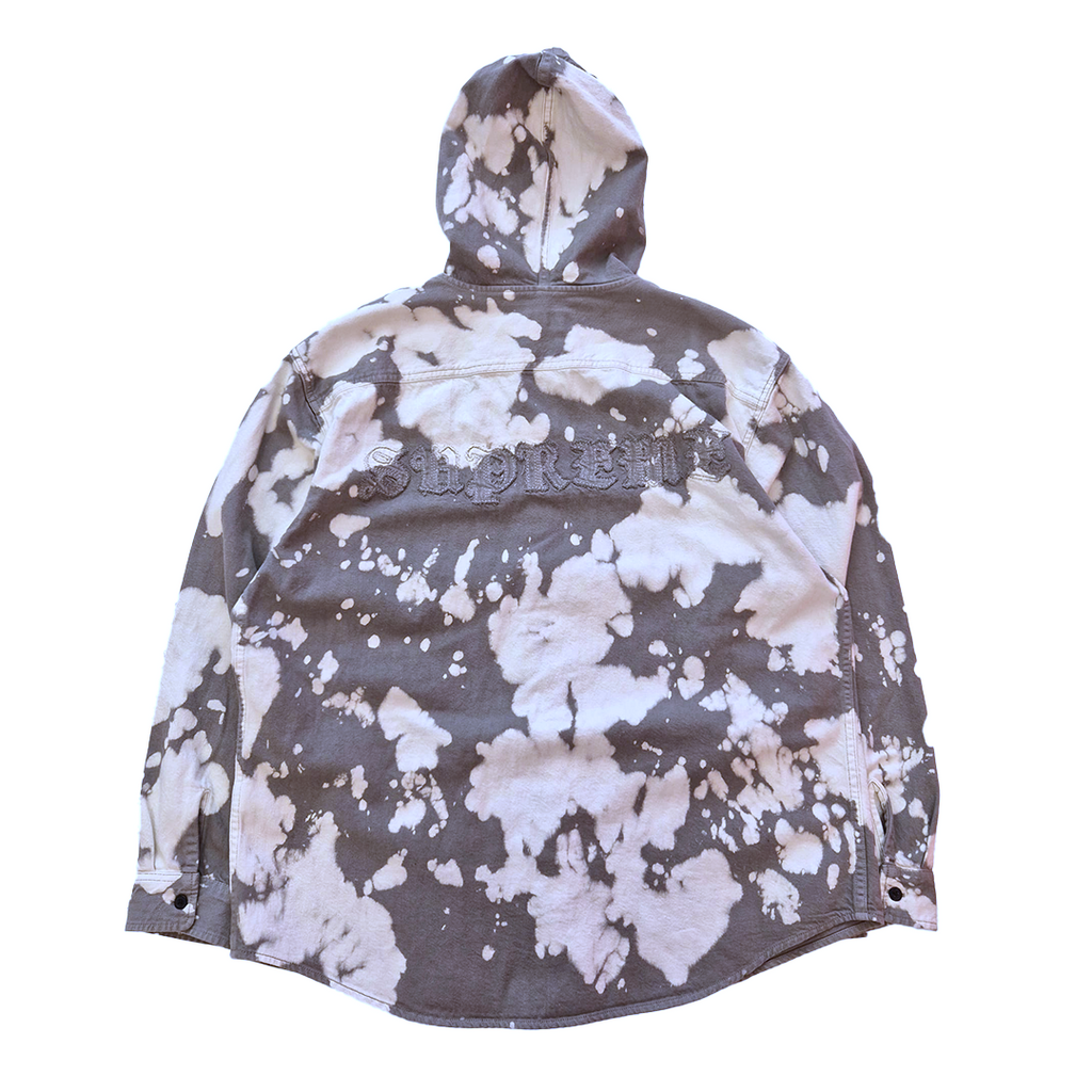 Supreme Hooded Bleached Denim Shirt (L)