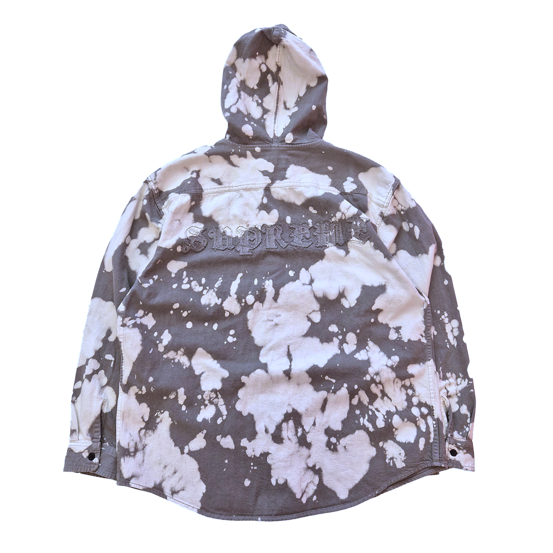Supreme Hooded Bleached Denim Shirt (L)