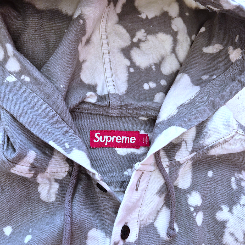 Supreme Hooded Bleached Denim Shirt (L)