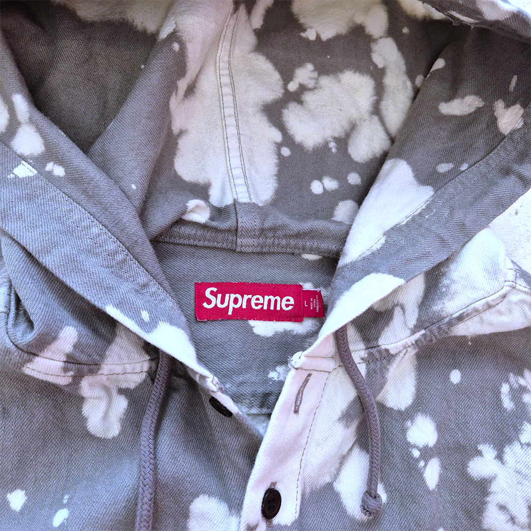 Supreme Hooded Bleached Denim Shirt (L)