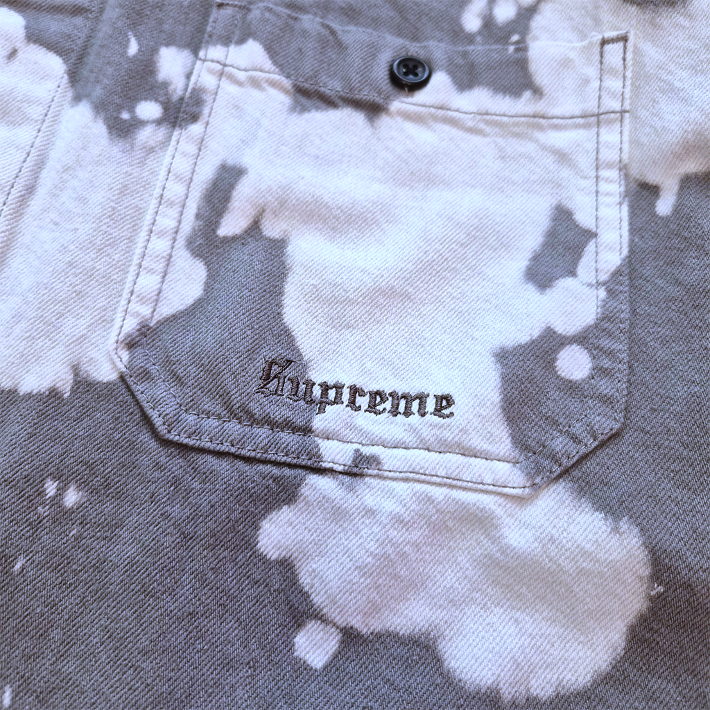 Supreme Hooded Bleached Denim Shirt (L)