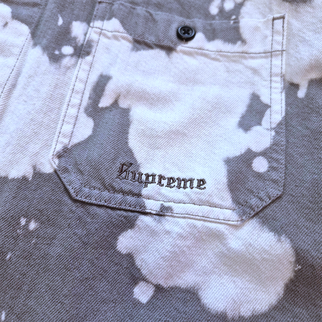 Supreme Hooded Bleached Denim Shirt (L)
