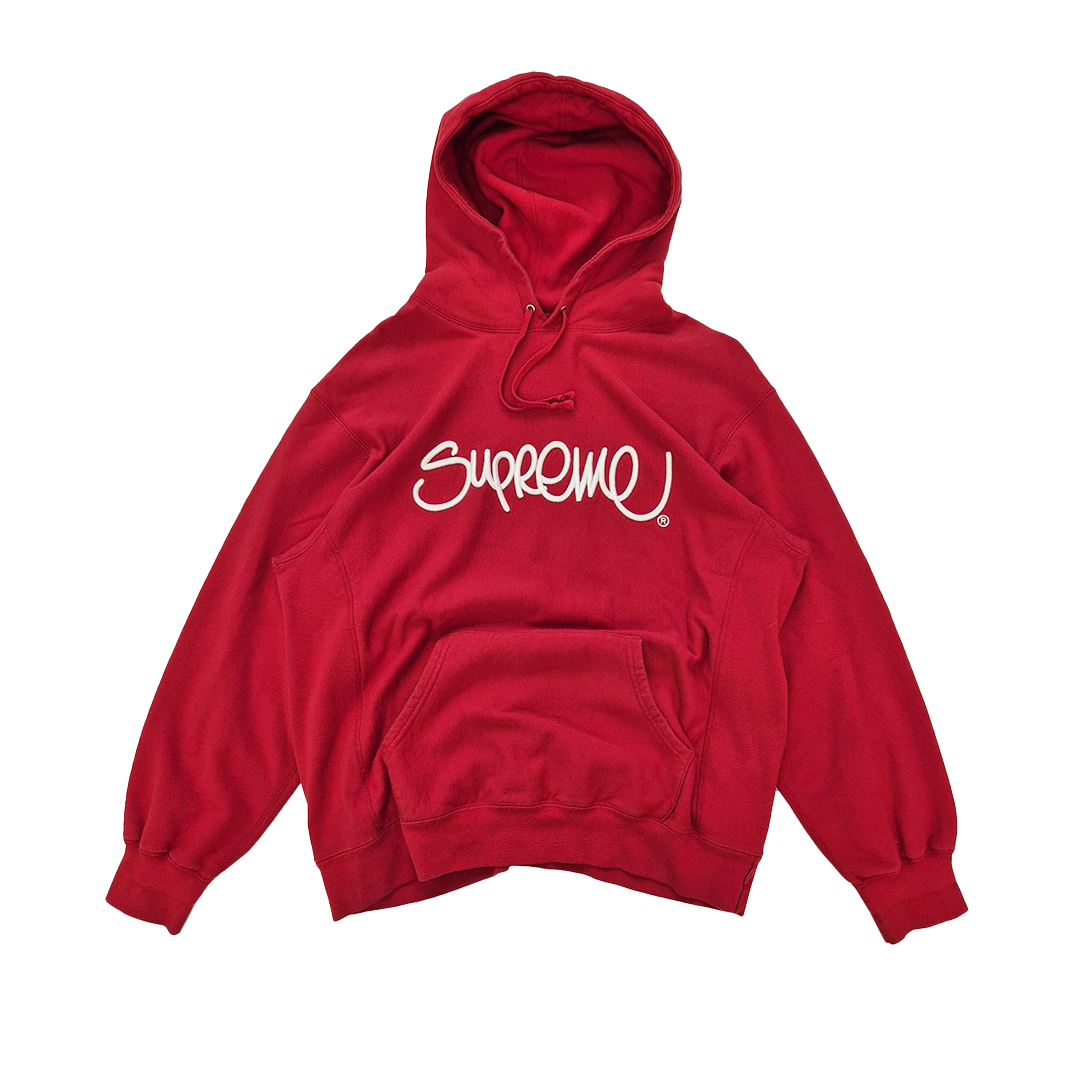 Supreme Raised Handstyle Red Hoodie (L)