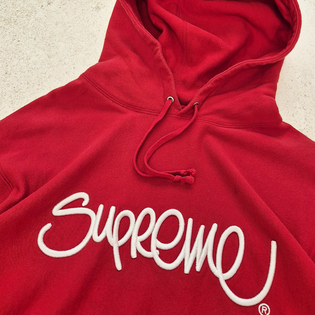 Supreme Raised Handstyle Red Hoodie (L)