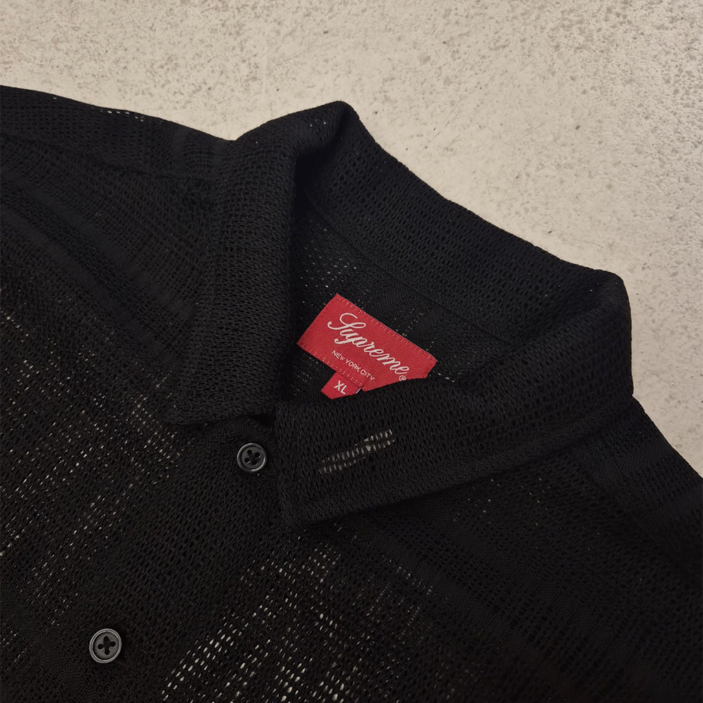 Supreme Mesh Stripe Black S/S Shirt (XL)