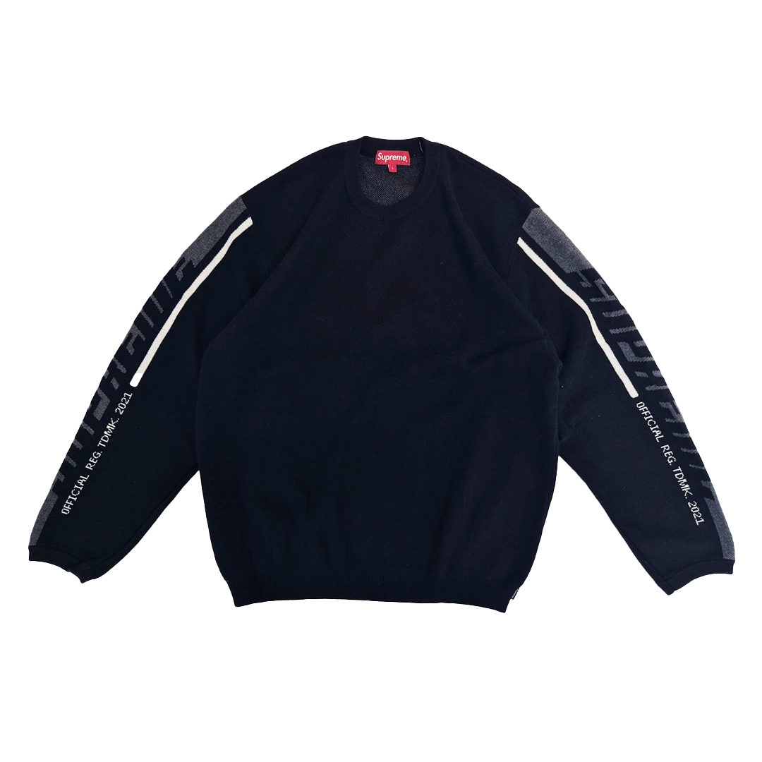 Supreme Striped Sleeve Black Sweater (M)