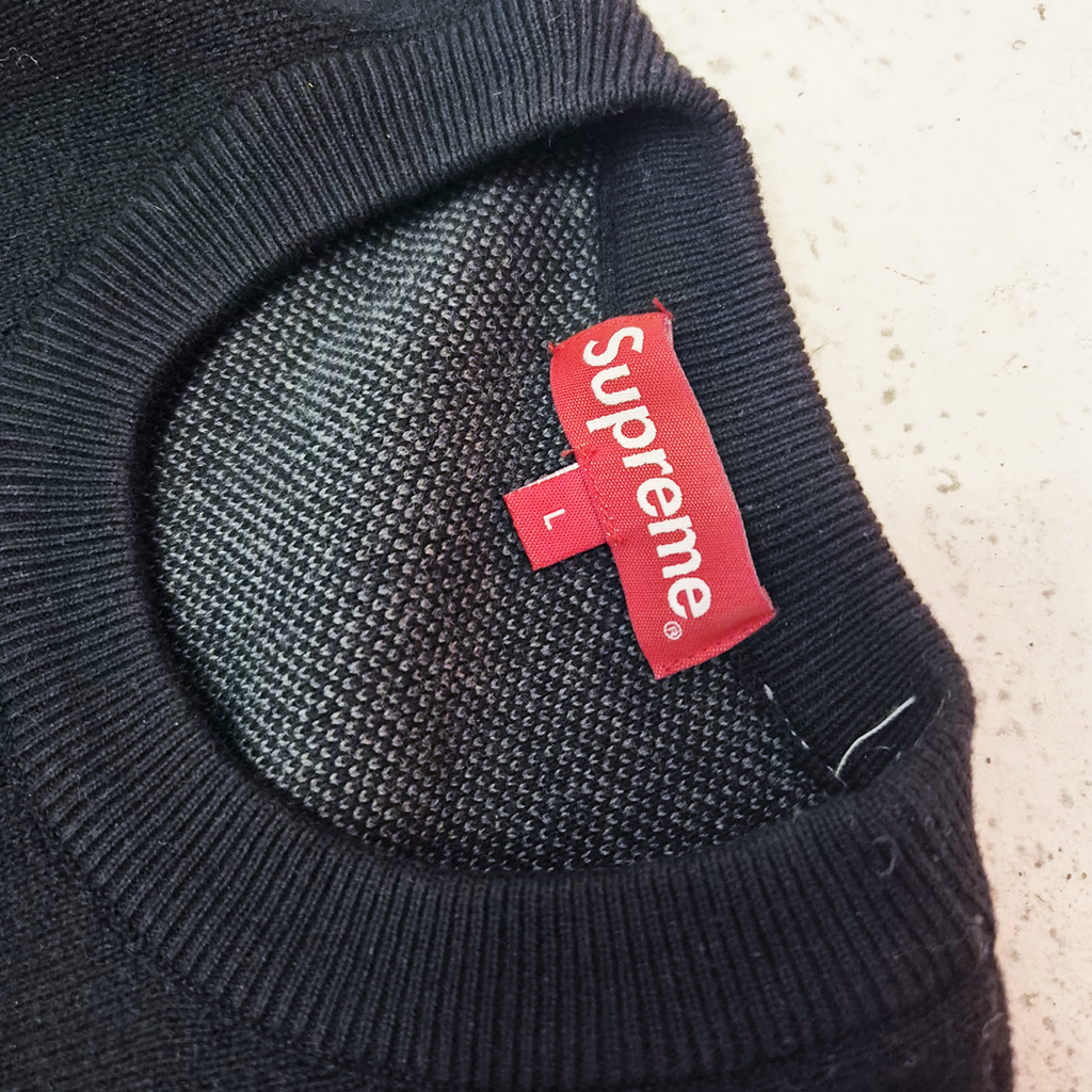 Supreme Striped Sleeve Black Sweater (M)