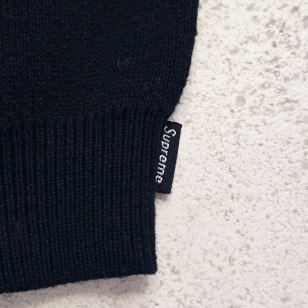 Supreme Striped Sleeve Black Sweater (M)