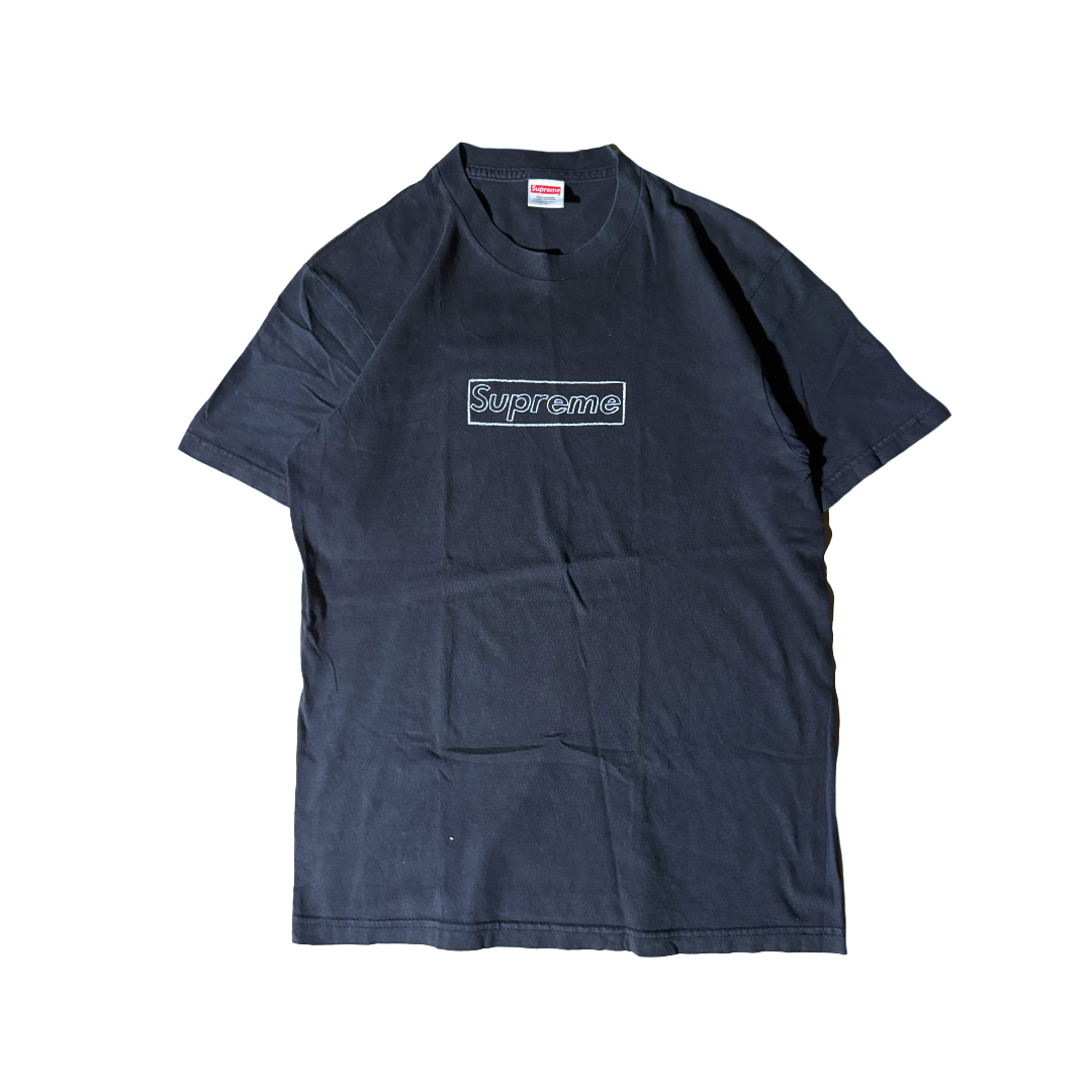 Supreme x Kaws Chalk Box Logo Black Tee (S)