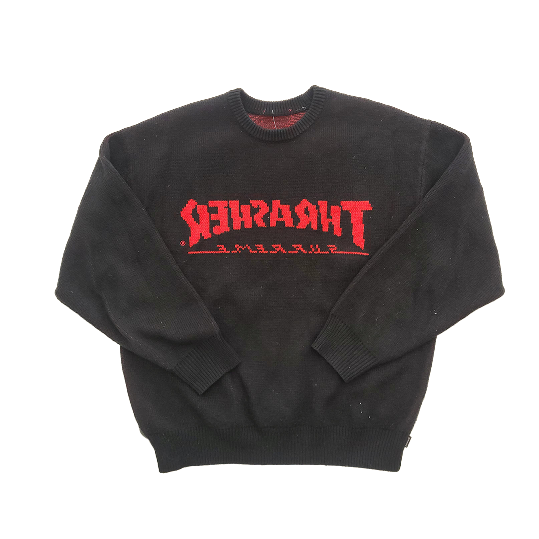 Supreme x Thrasher Reversible Black Red Crewneck Sweater (M)