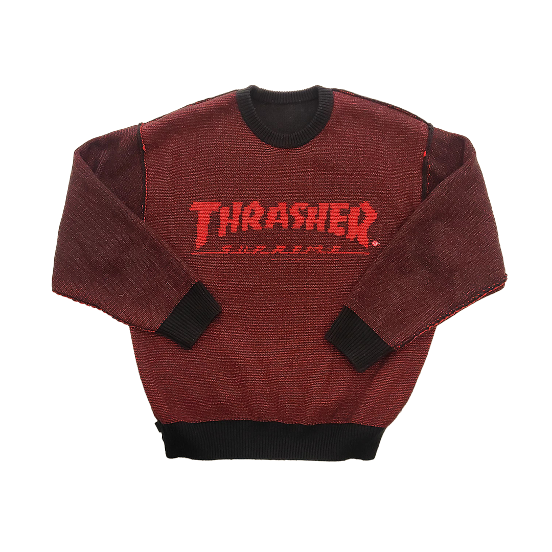 Supreme x Thrasher Reversible Black Red Crewneck Sweater (M)