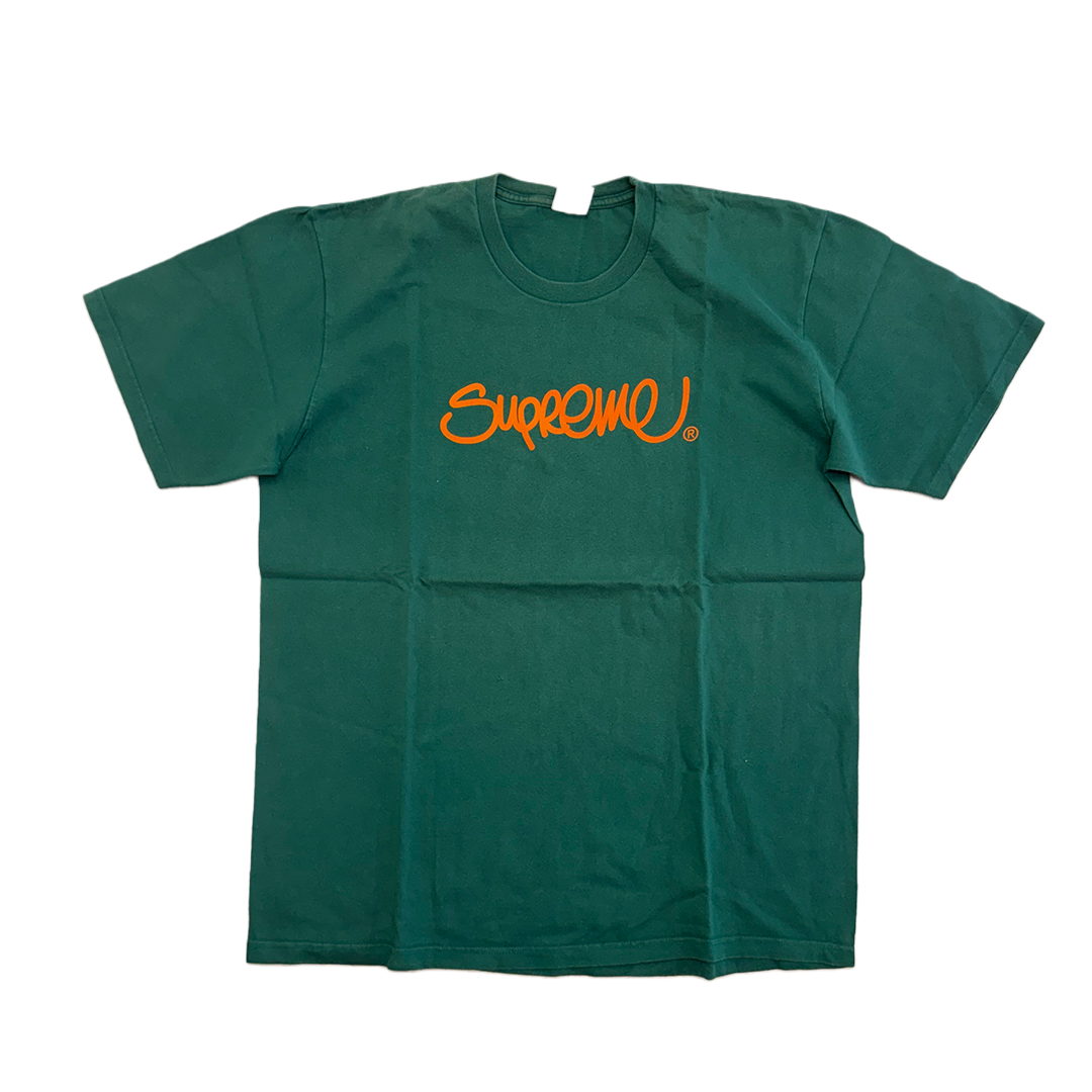 Supreme Cursive Logo Green Tee (L)
