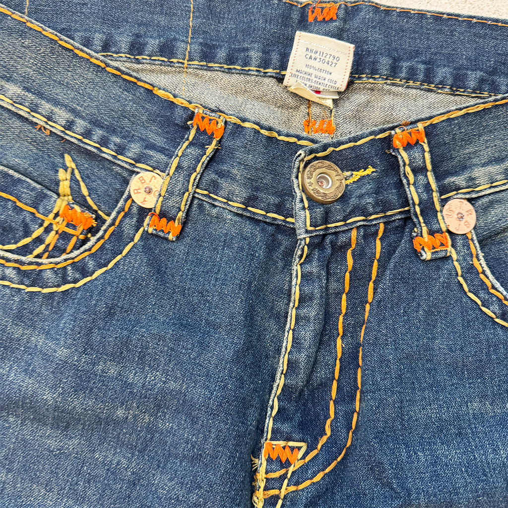 True Religion Orange Thick Stitch Baggy Pants (32)