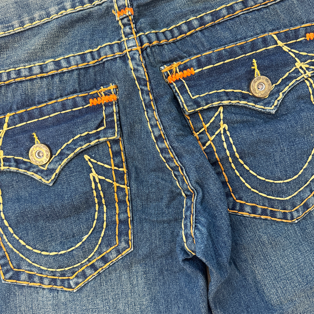 True Religion Orange Thick Stitch Baggy Pants (32)