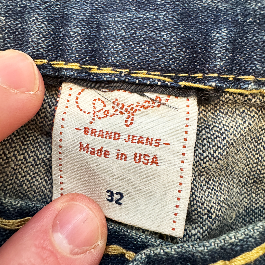 True Religion Orange Thick Stitch Baggy Pants (32)