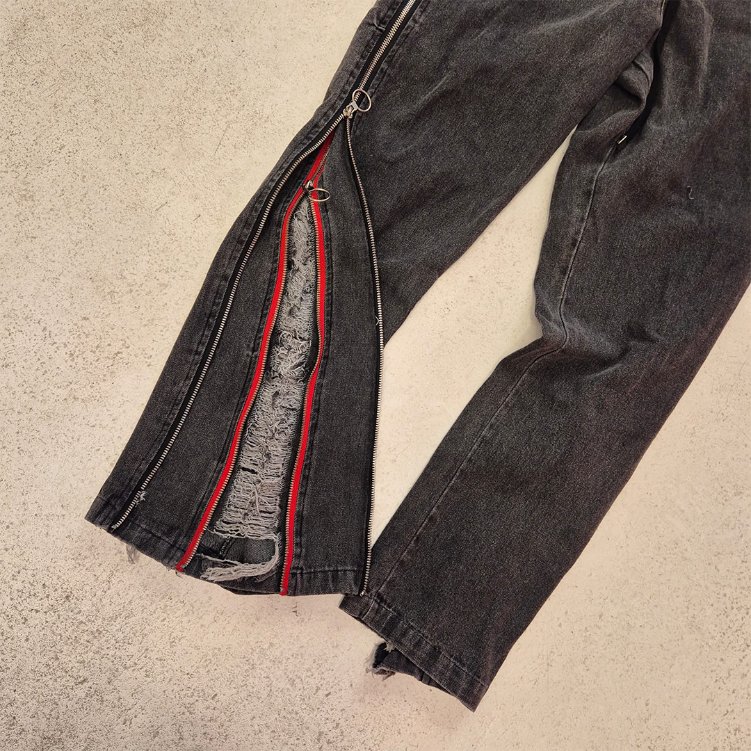 Y2K Zipper Gimmick Denim Pants (One Size)