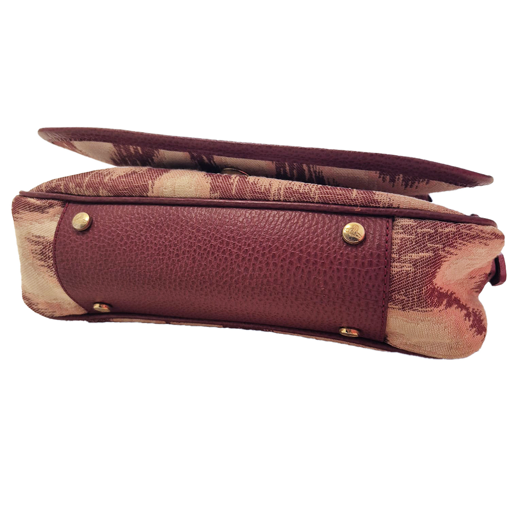 Vivienne Westwood Leather Trim Canvas Pink Tapisserie Crossbody Bag