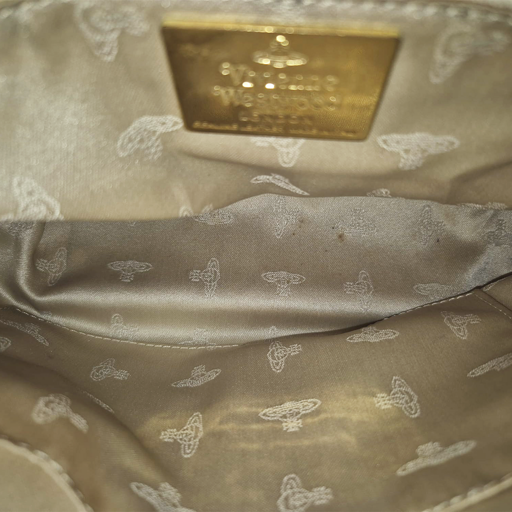 Vivienne Westwood Leather Trim Canvas Pink Tapisserie Crossbody Bag