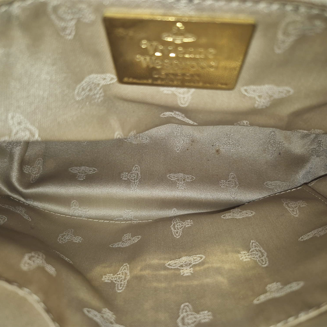 Vivienne Westwood Leather Trim Canvas Pink Tapisserie Crossbody Bag